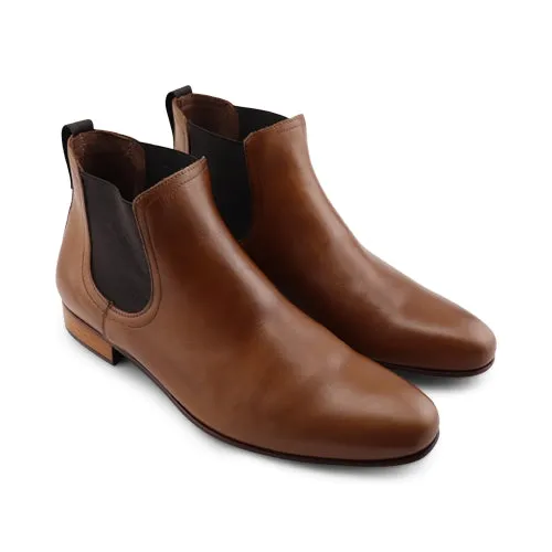 Stivaletti in pelle color cuoio