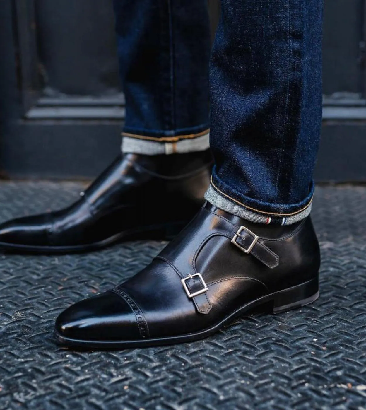 Stivaletti Monk con doppia fibbia Stivaletti neri con punta squadrata da uomo con spedizione gratuita Stivaletti Zapatos Para Mo
