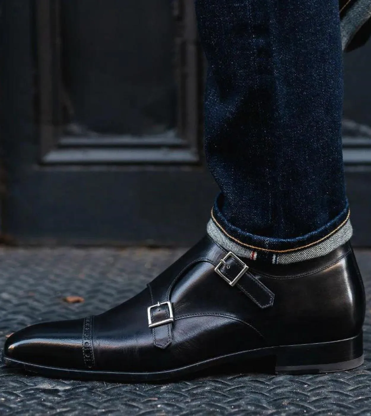 Stivaletti Monk con doppia fibbia Stivaletti neri con punta squadrata da uomo con spedizione gratuita Stivaletti Zapatos Para Mo
