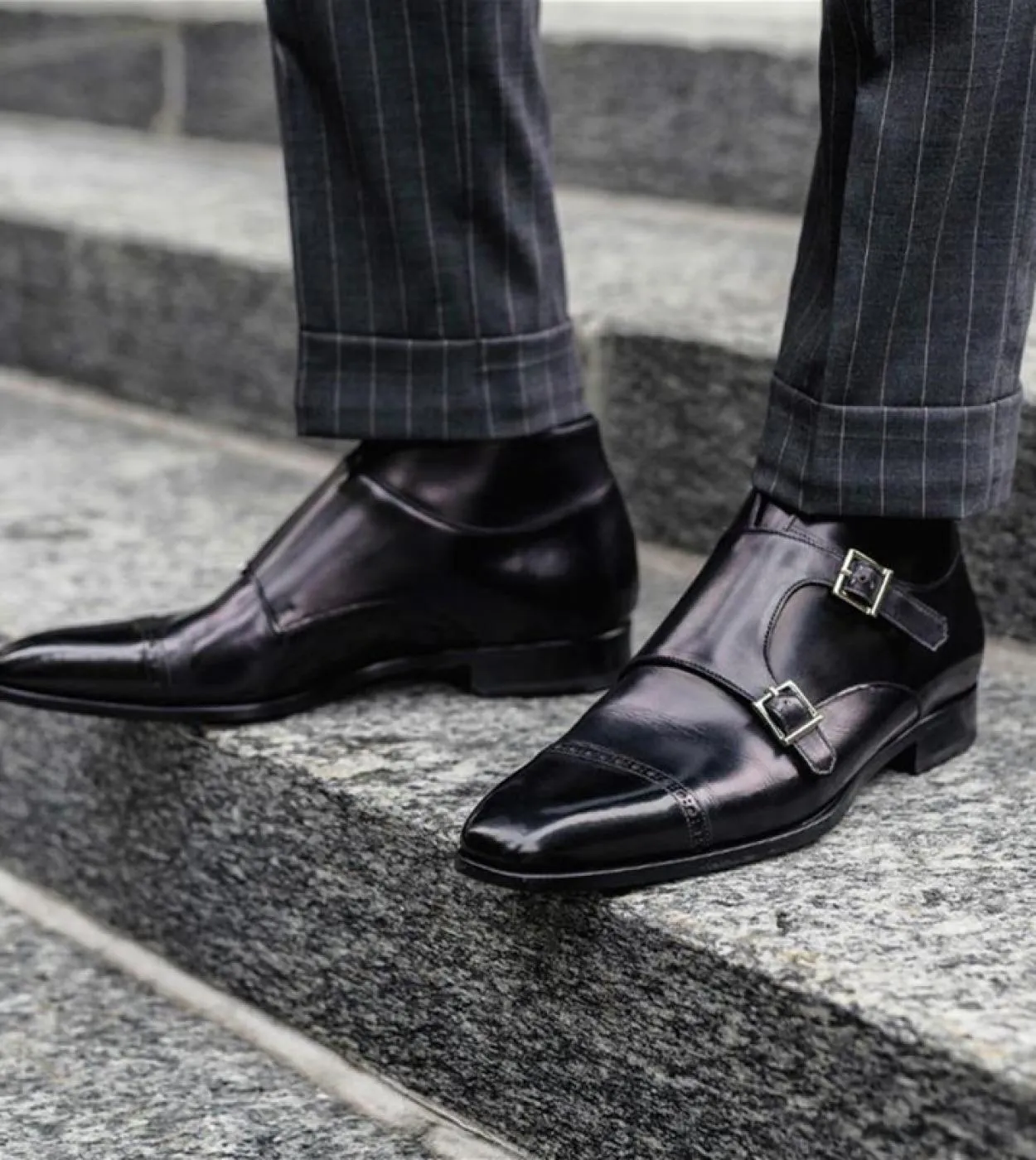Stivaletti Monk con doppia fibbia Stivaletti neri con punta squadrata da uomo con spedizione gratuita Stivaletti Zapatos Para Mo