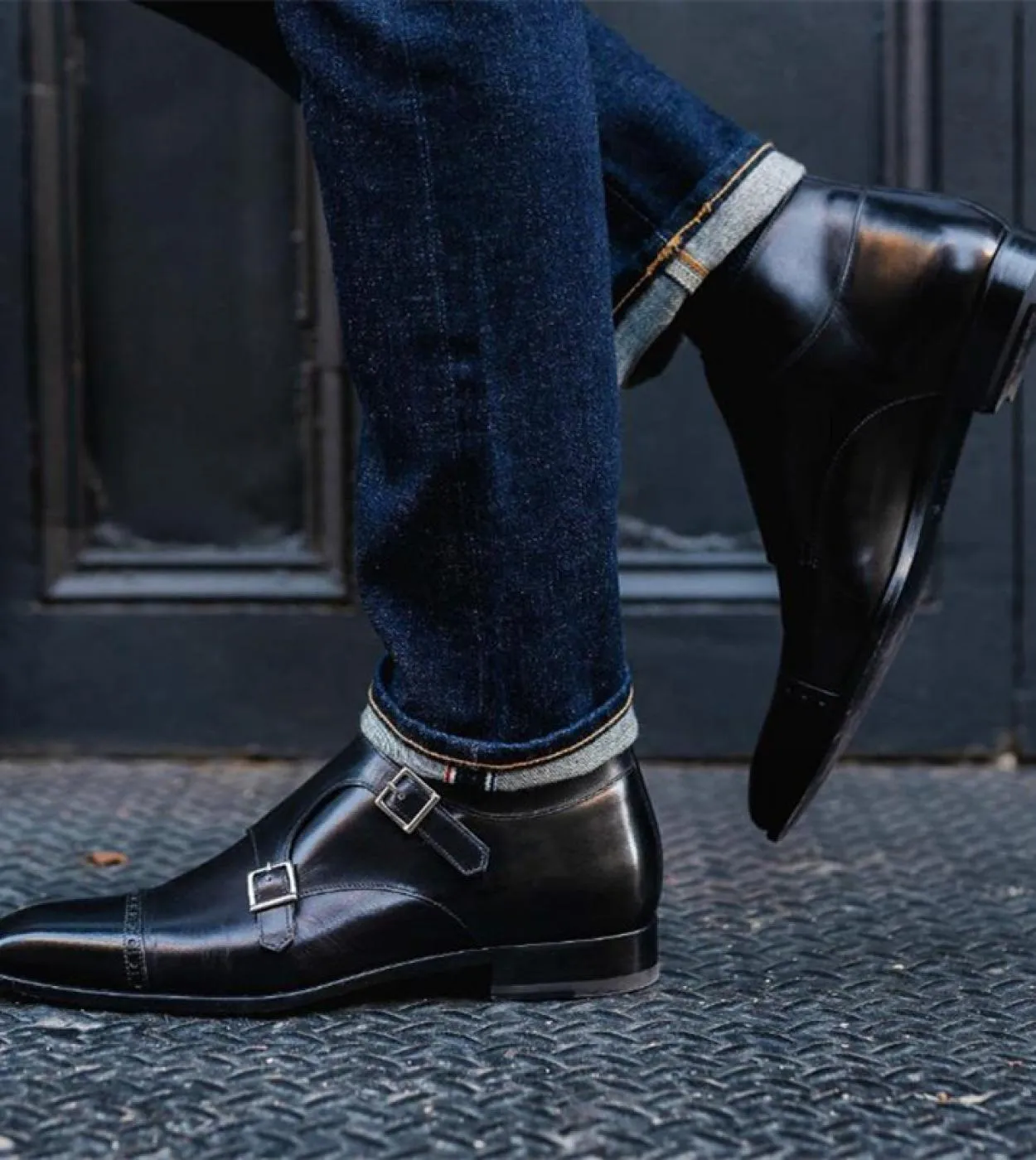 Stivaletti Monk con doppia fibbia Stivaletti neri con punta squadrata da uomo con spedizione gratuita Stivaletti Zapatos Para Mo