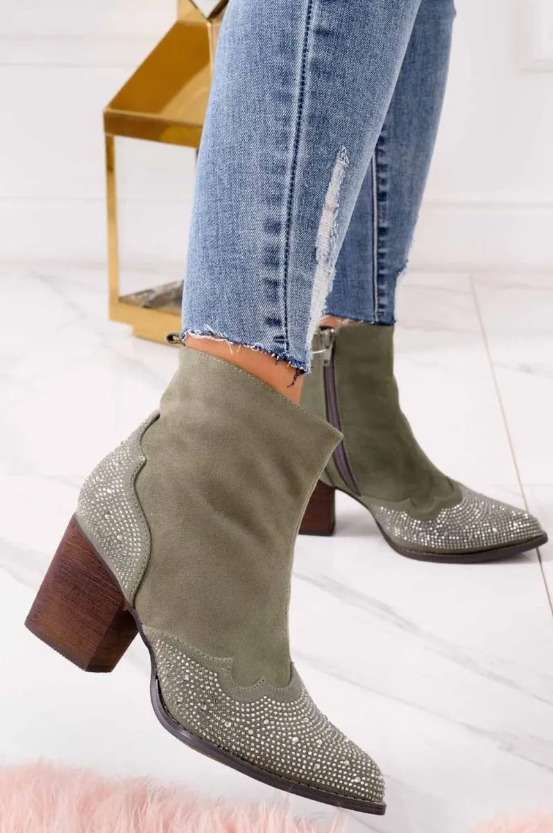 Stivaletti verdi camperos con strass