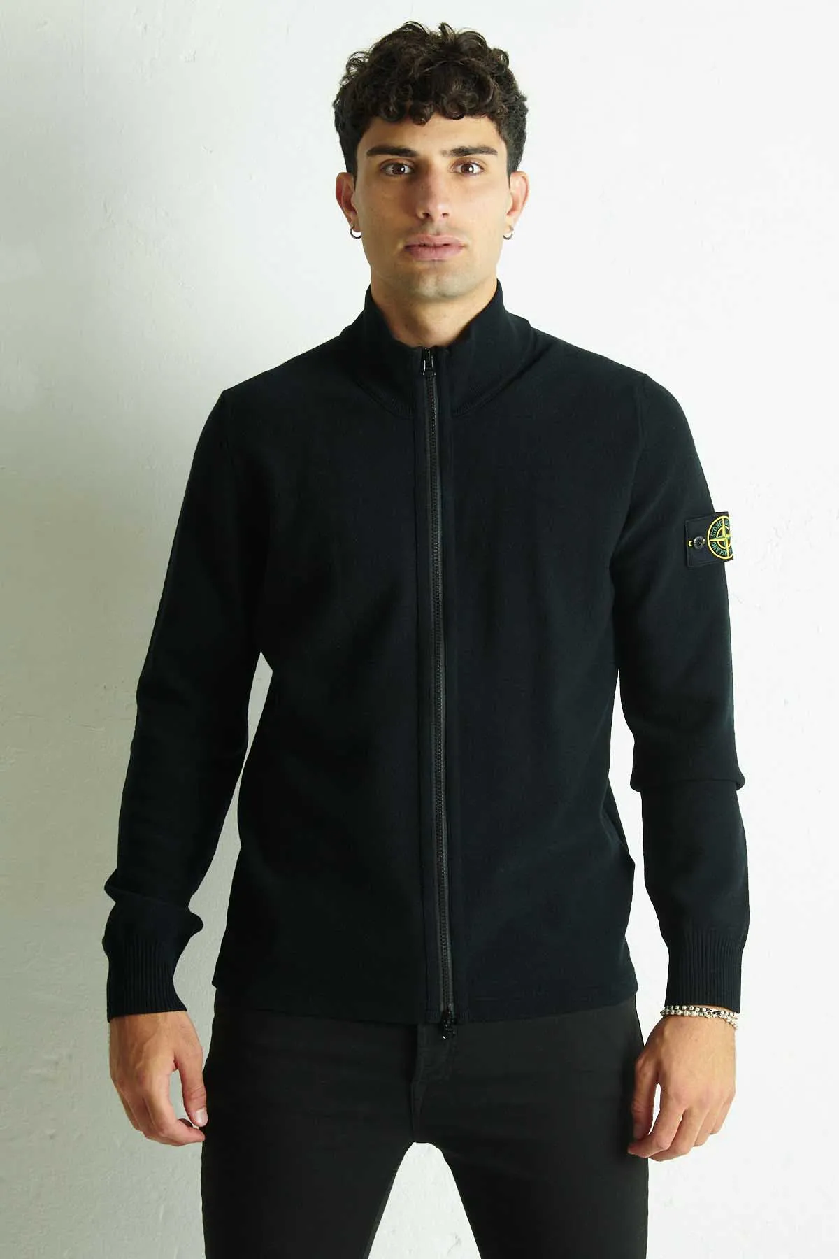 STONE ISLAND Cardigan in lana stretch con zip