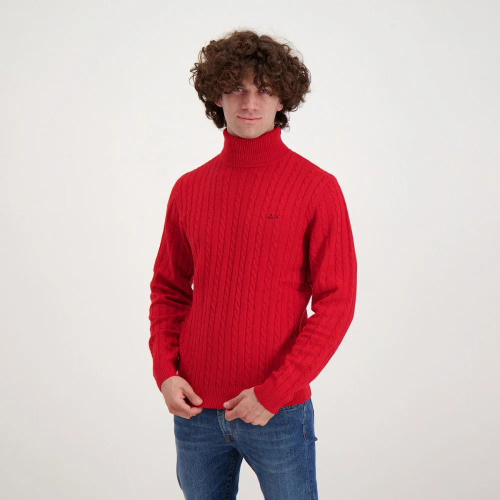 SUN 68 MAGLIONE DOLCEVITA IN LANA E CACHEMIRE TRECCIA