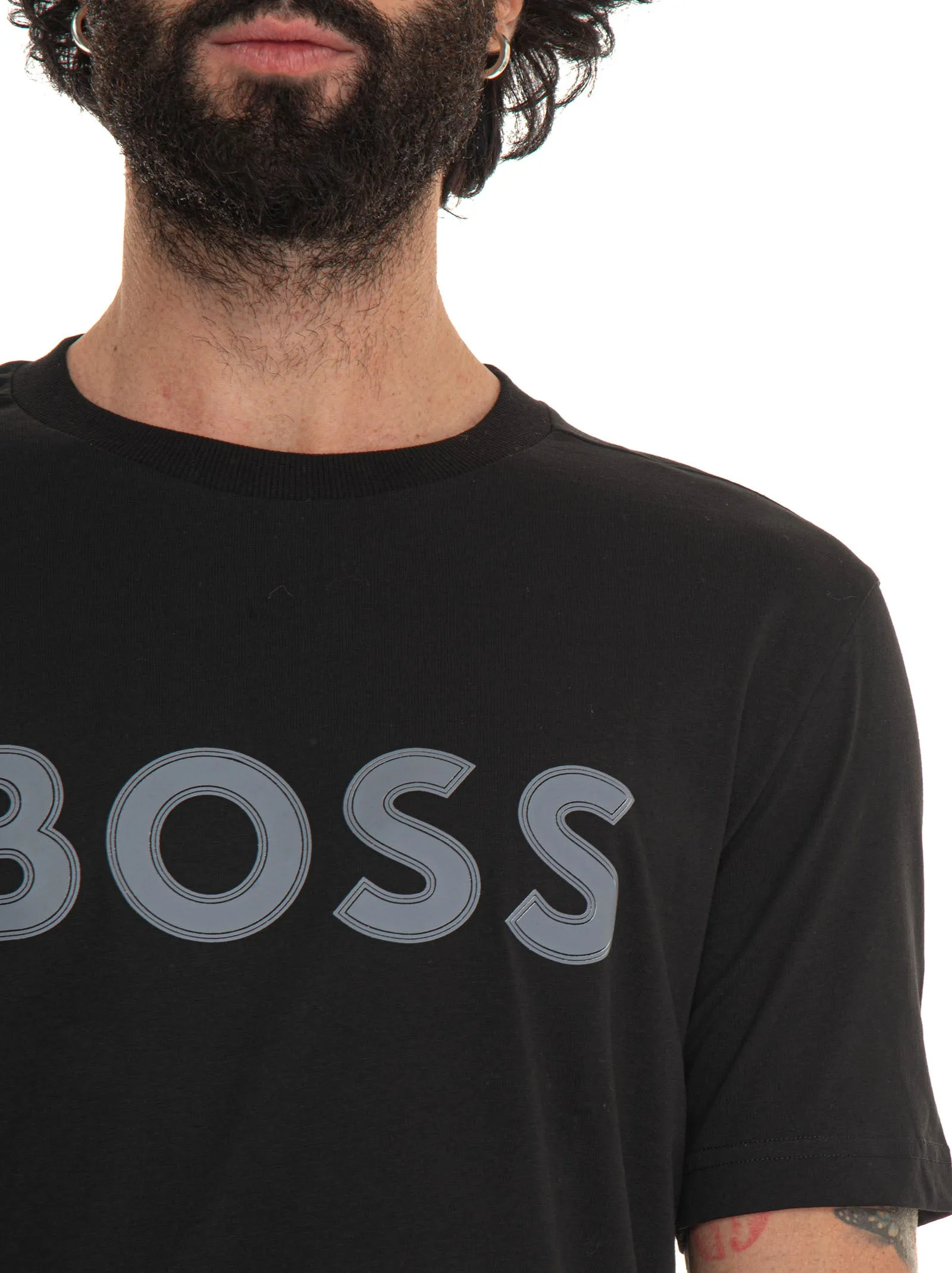 T-shirt girocollo mezza manica Nero BOSS Uomo
