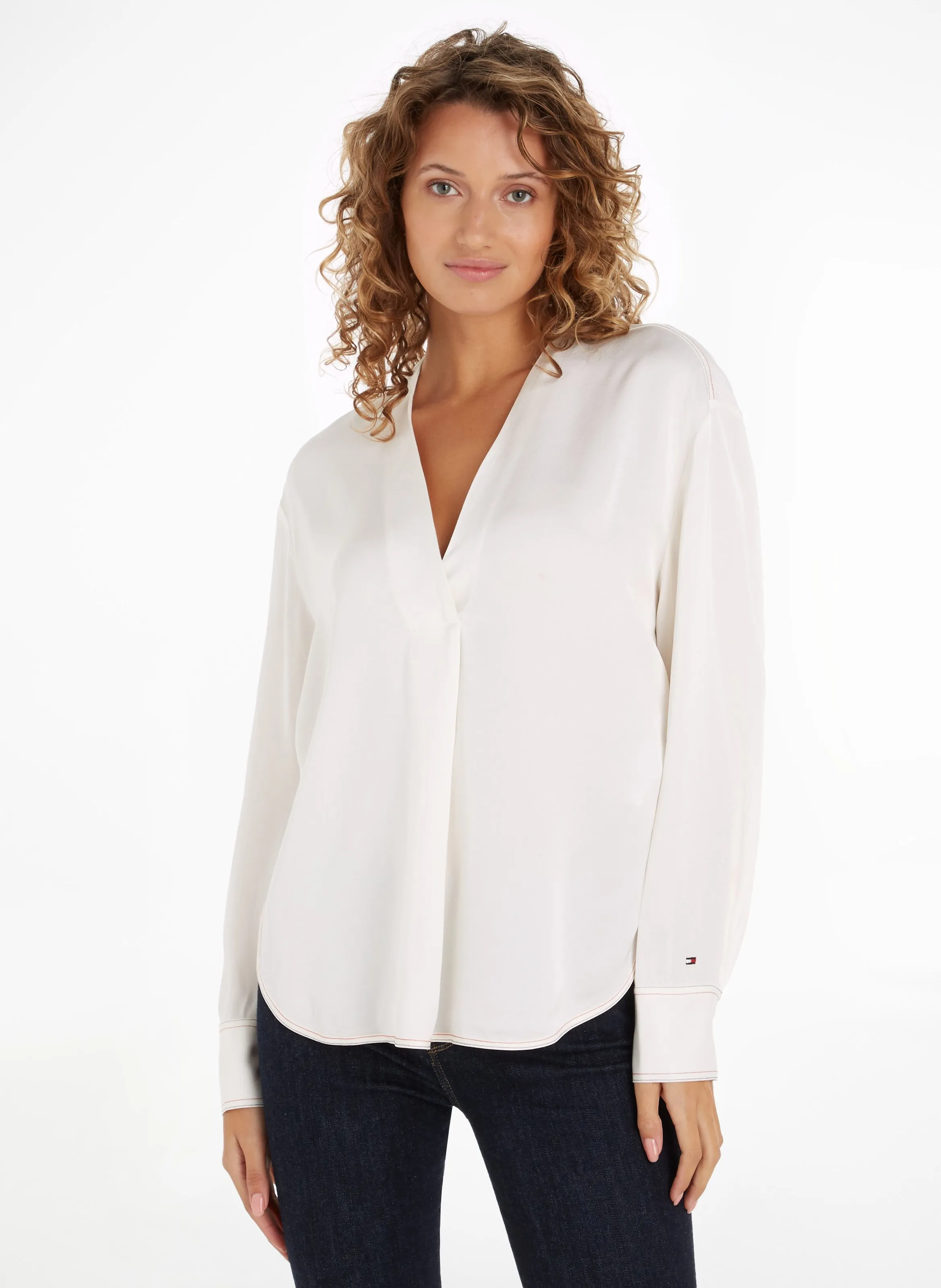  TOMMY HILFIGER   Camicia diritta scollo a V | Bianco