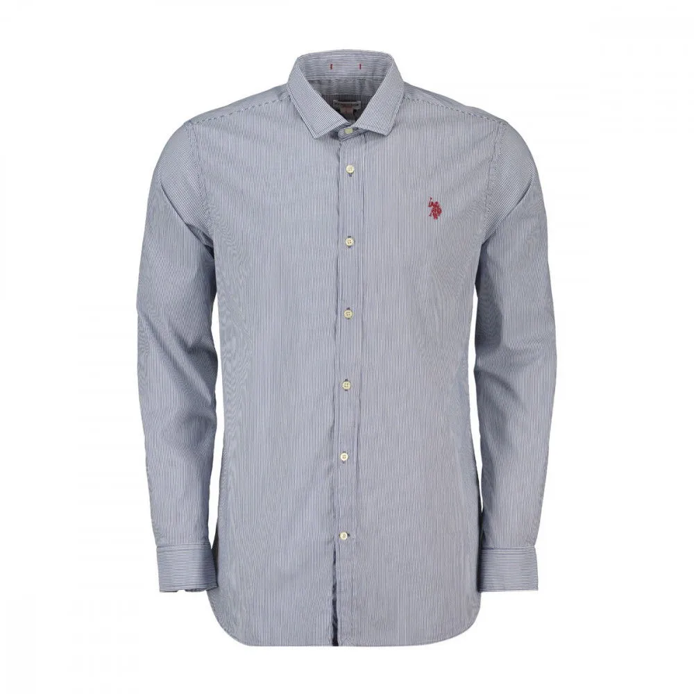 US POLO CAMICIA SLIM A RIGHE IN POPELINE STRETCH