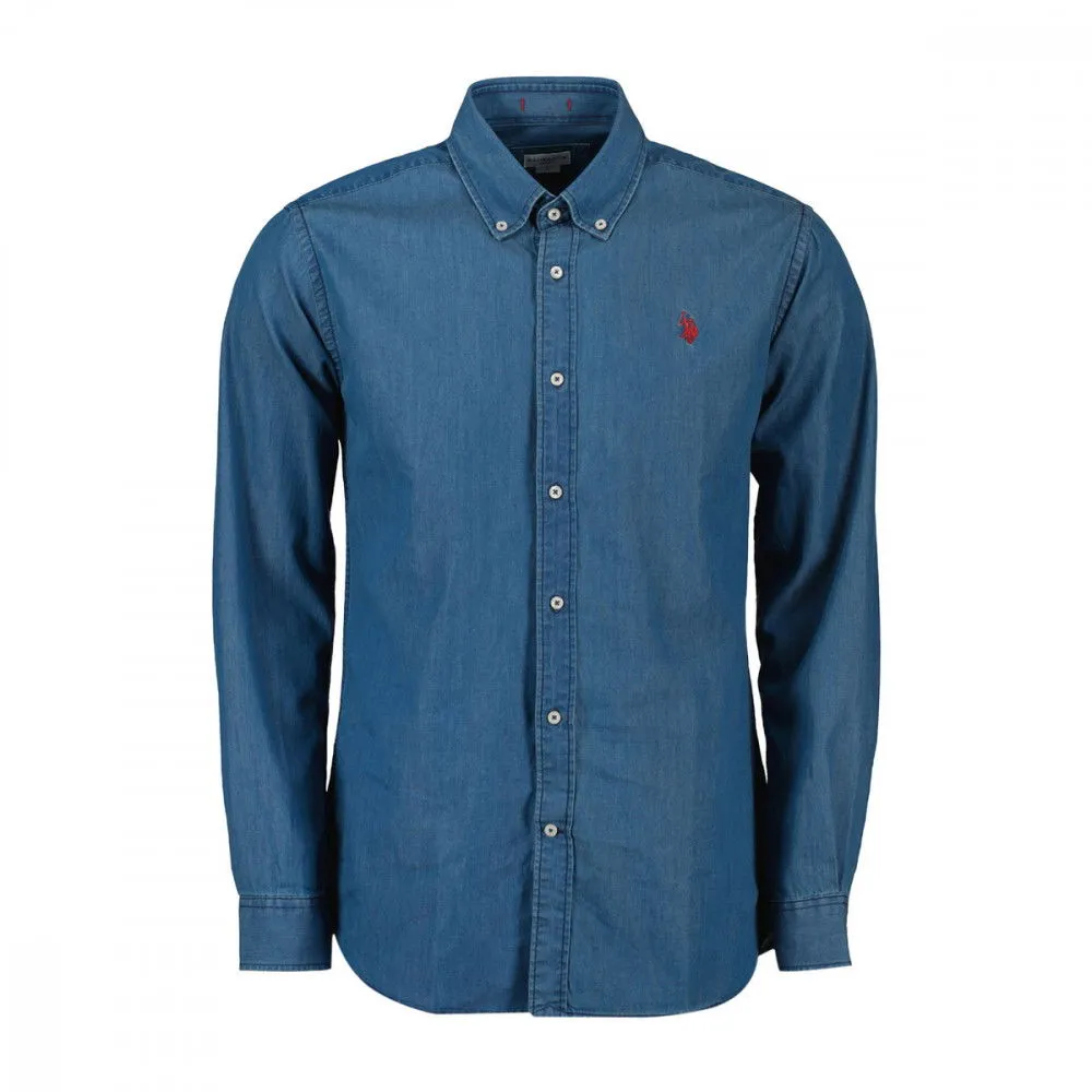 US POLO CAMICIA SLIM COLLO B.D.  DENIM TWILL