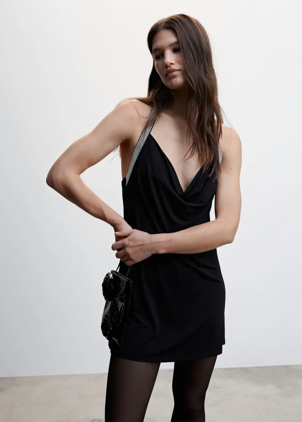 Vestito drappeggiato cristalli