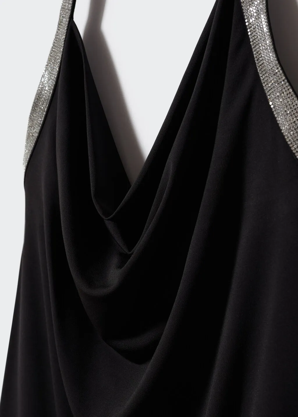 Vestito drappeggiato cristalli