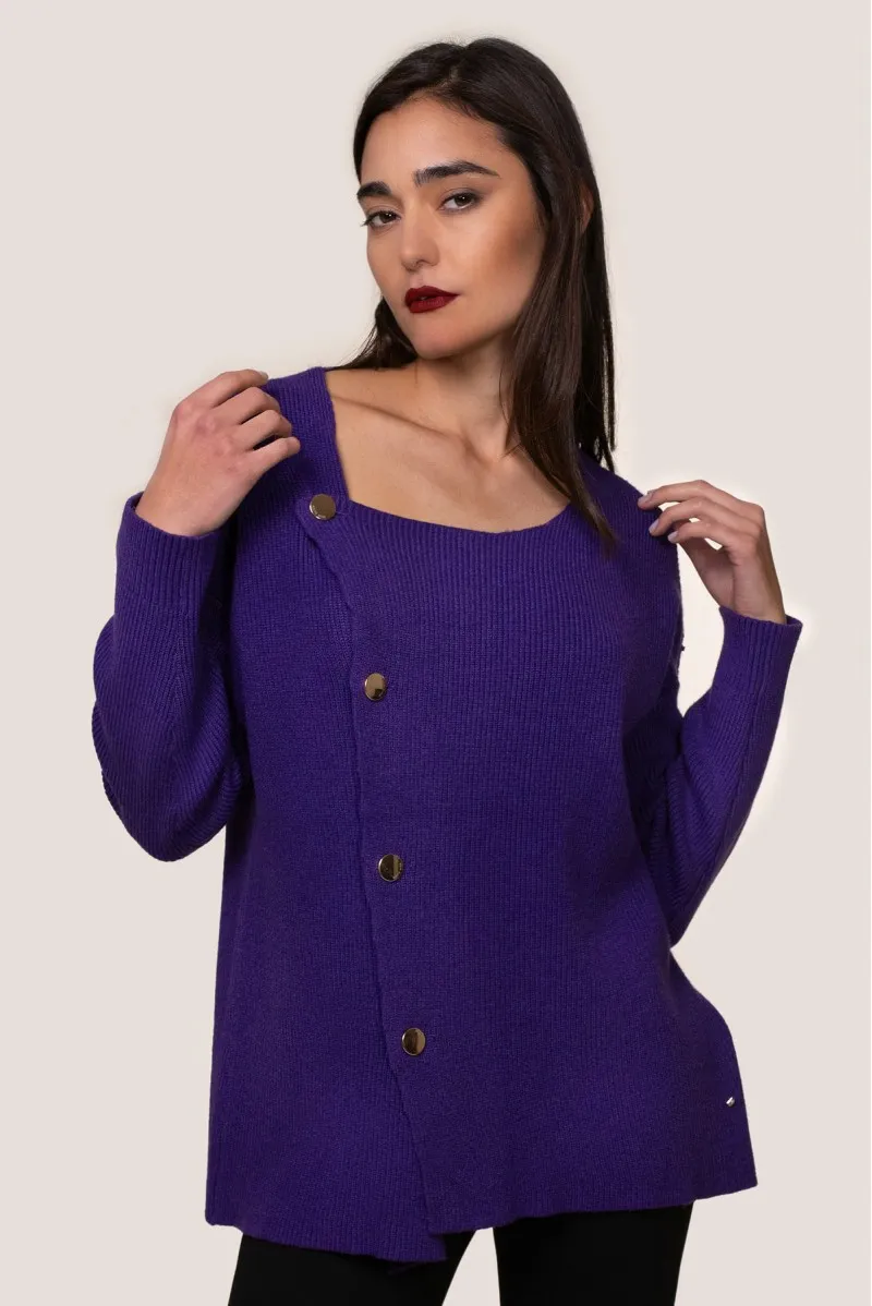 WHITE WISE CARDIGAN ABB. TRASVERSALE BOTTONI ORO - WW19116 