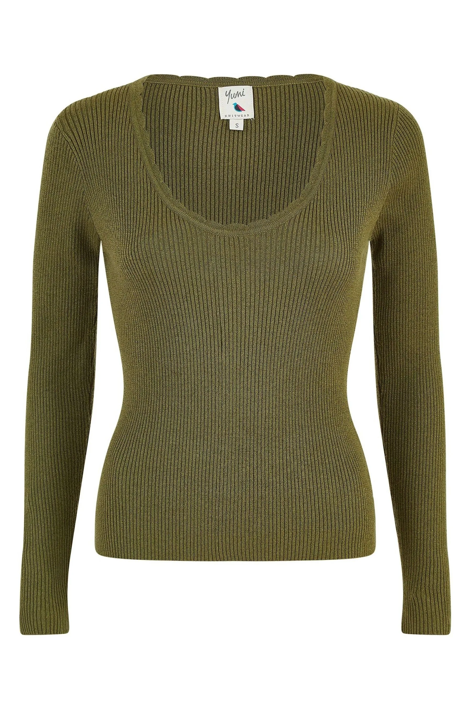 Yumi Metallic Knitted Ribbed Top    