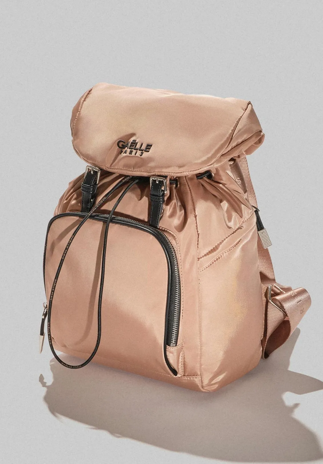 ZAINO GAELLE NYLON TRACOLLA LOGATA NERO BEIGE PARIS