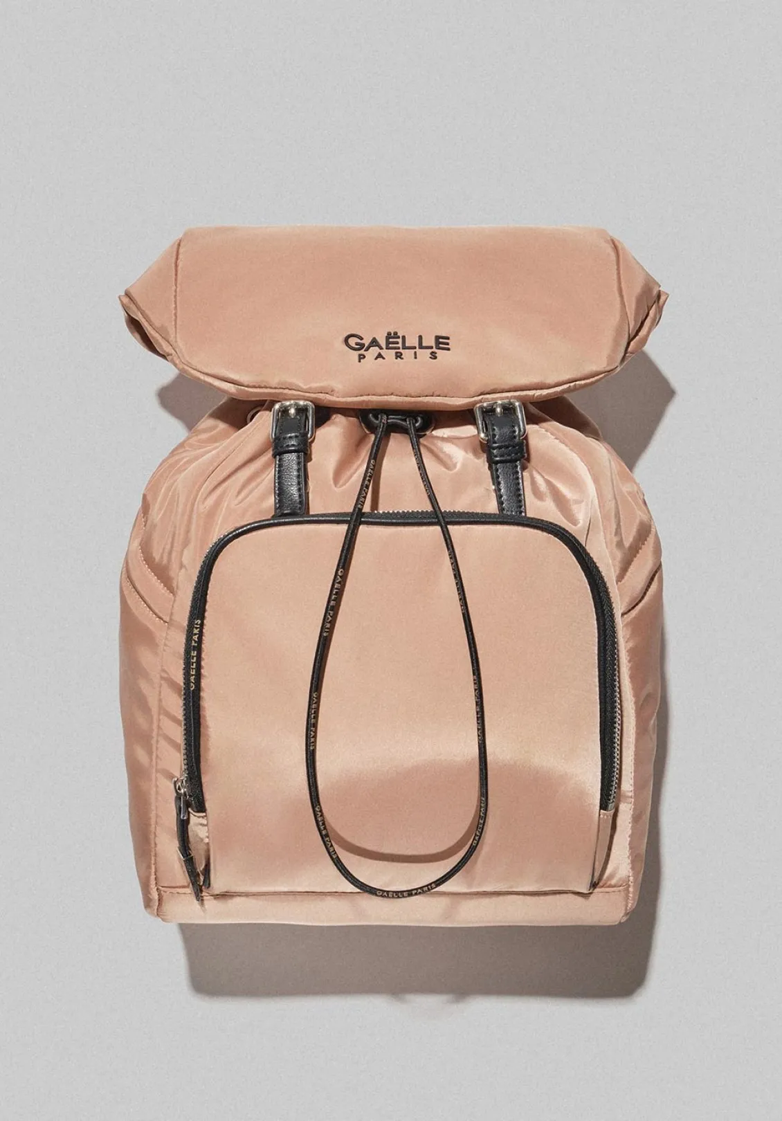 ZAINO GAELLE NYLON TRACOLLA LOGATA NERO BEIGE PARIS